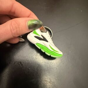 Mini White Sneaker Keychain with Neon Green Accents